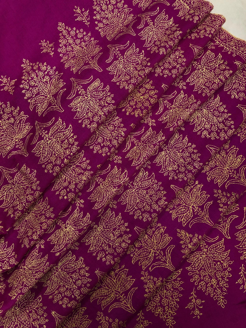 Hot Pink GI Sozani Large Bootidar Jamawar Embroidered Authentic Cashmere Pashmina Handmade Shawl, Wedding Wrap | 115 X 230 cms