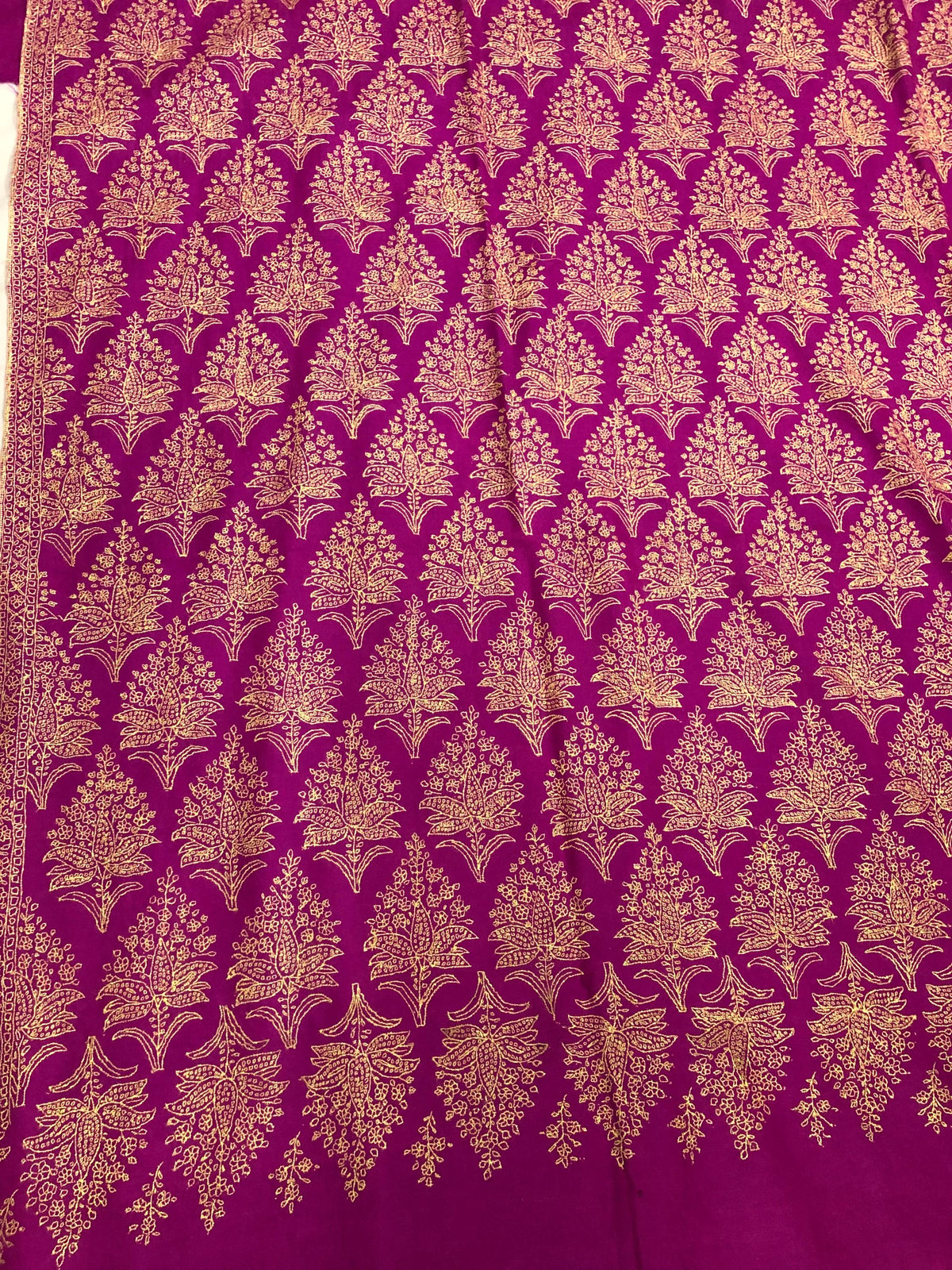 Hot Pink GI Sozani Large Bootidar Jamawar Embroidered Authentic Cashmere Pashmina Handmade Shawl, Wedding Wrap | 115 X 230 cms