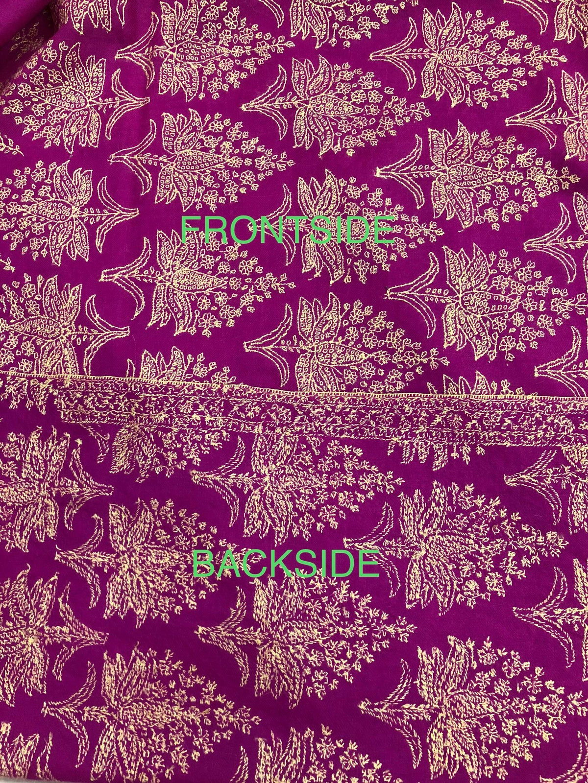 Hot Pink GI Sozani Large Bootidar Jamawar Embroidered Authentic Cashmere Pashmina Handmade Shawl, Wedding Wrap | 115 X 230 cms