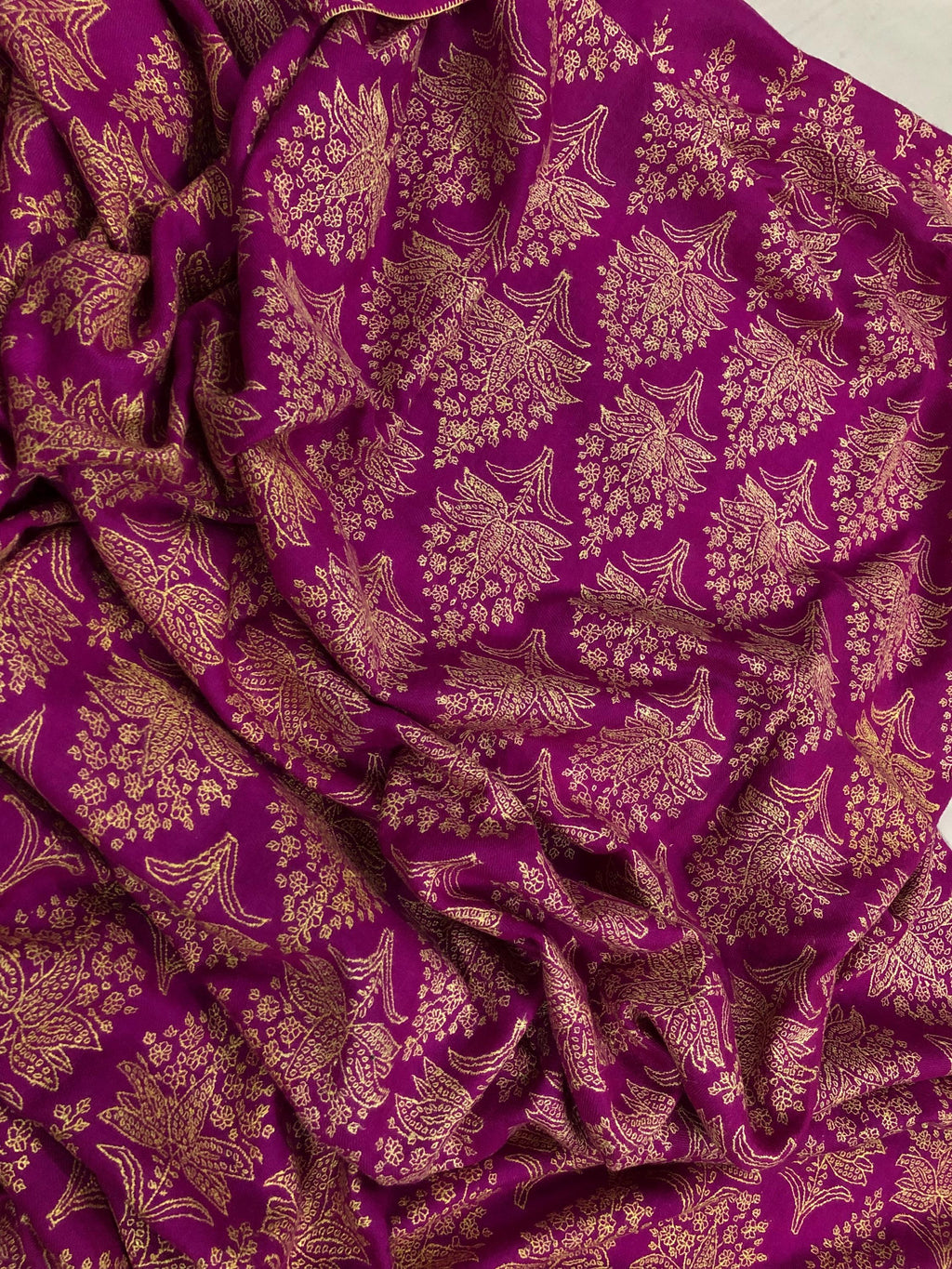 Hot Pink GI Sozani Large Bootidar Jamawar Embroidered Authentic Cashmere Pashmina Handmade Shawl, Wedding Wrap | 115 X 230 cms