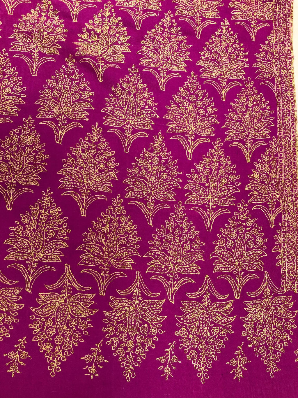 Hot Pink GI Sozani Large Bootidar Jamawar Embroidered Authentic Cashmere Pashmina Handmade Shawl, Wedding Wrap | 115 X 230 cms