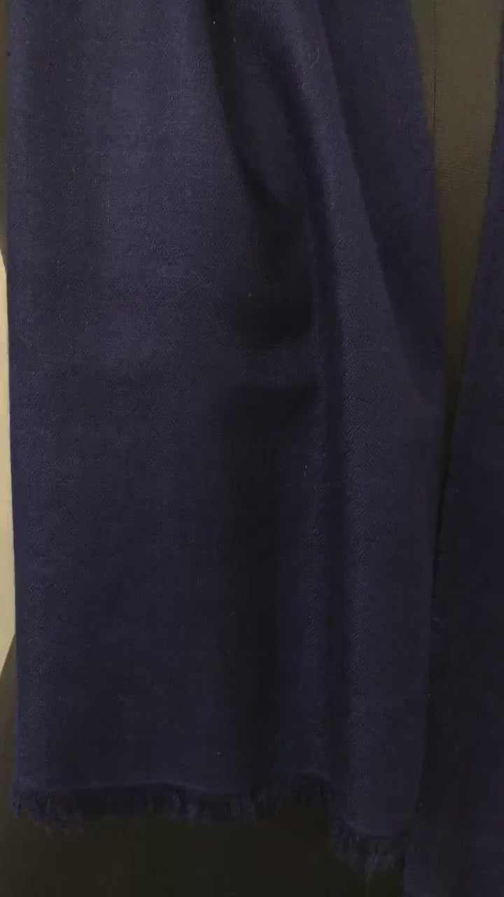 Navy Blue Handwoven Real Cashmere Pashmina Scarf/Muffler/14X60 Inches