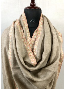 Natural Zati Sozni Embroidery Hashidar Cashmere Pashmina Shawl