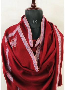 Rio Red Hashidar Sozni Embroidery Cashmere Pashmina Shawl