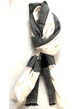 Pashmina White Black Border Stole